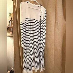 CAbi Black and White Striped Cardigan